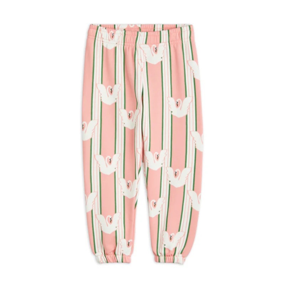 MINI RODINI SWAN AOP SWEATPANTS PINK